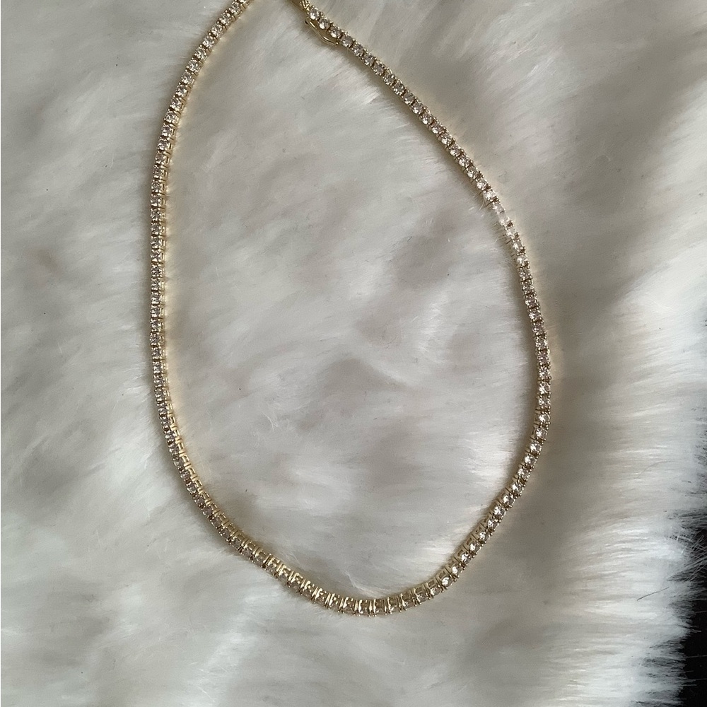 NYC Sterling Gold Tennis Necklace